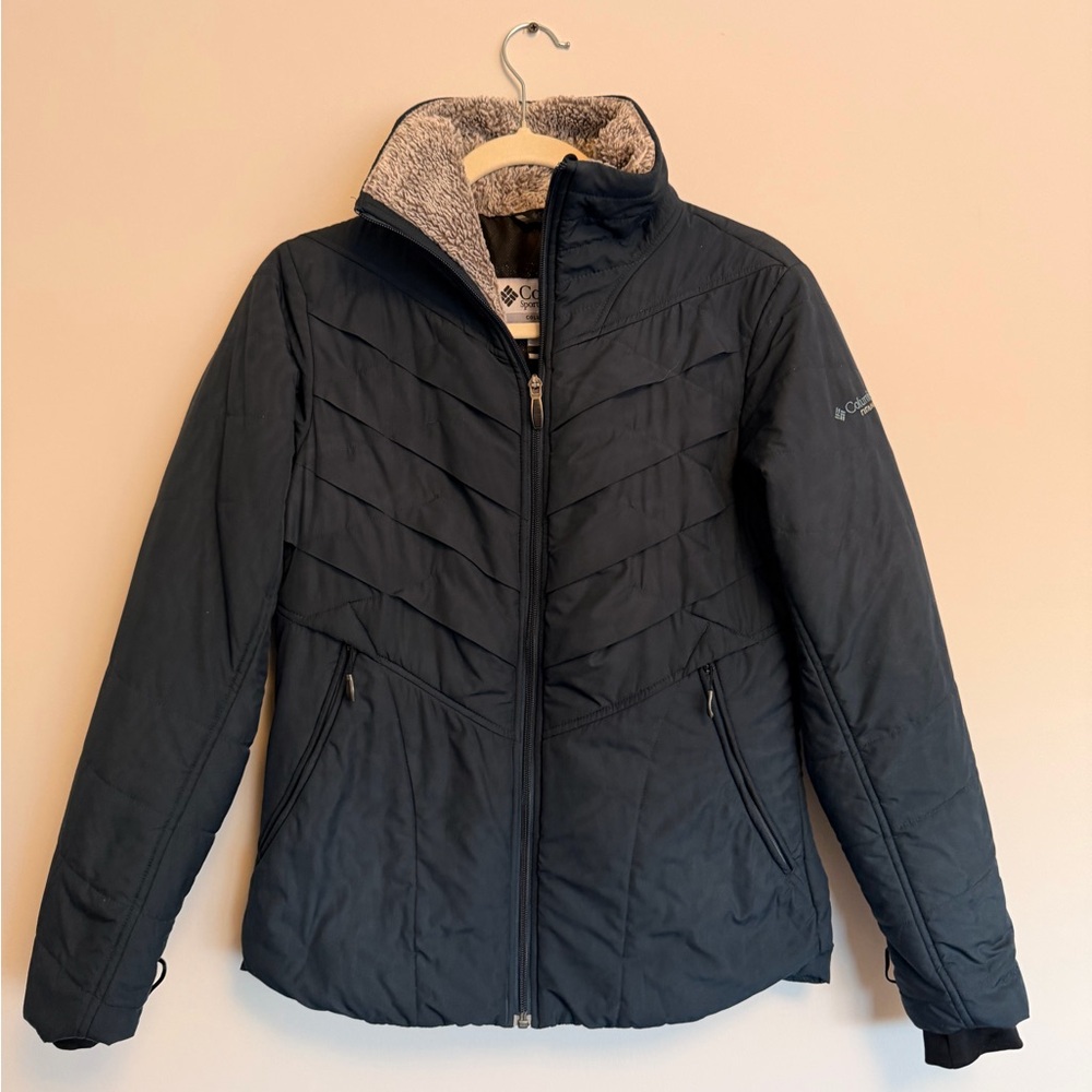 Columbia Titanium Black Jacket with Teal Logo